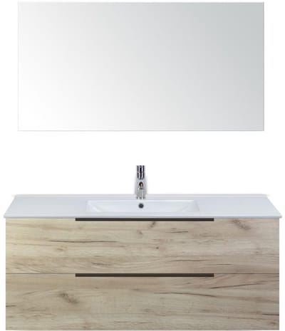 Seville Badmeubelset 120 cm - 2 Laden Craft Oak Edge - Wastafel Enjoy Enkel met Spiegel