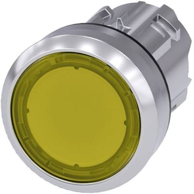 Siemens 3SU10510AB300AA0 3SU1051-0AB30-0AA0 Verlichte druktoets Bedieningsknop vlak, Metalen frontring, Hoogglans Knop Geel 1 stuk(s) Piece