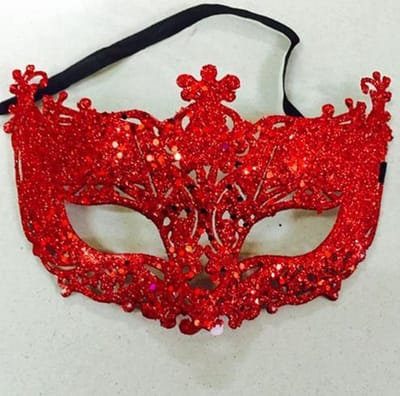 New Age Devi - Half-Gezicht Fox Sequin Masker ⁠— Prinses Venetië Masker ⁠— Kerstfeest en Halloween Maskerade ⁠— Rood