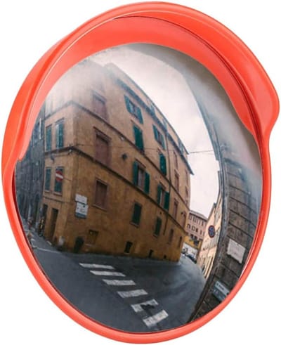 Ronde verkeersspiegel 45 cm - Convex veiligheidsspiegel voor optimale zichtbaarheid en veiligheid - Inclusief montagemateriaal en accessoires in oranje