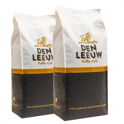 Den Leeuw Koffie - Wit Koffiebonen - Compatibel met Koffiezetapparaten en Espressomachines - Medium Gebrand Arabica en Robusta - 2 KG