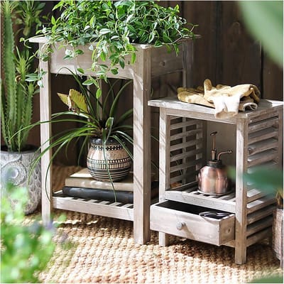 Tuin Werkbank - Pottafel met Kast - Planten Verzorgen - Massief Houten Ontwerp - Met Lade - Natuurlijk Hout