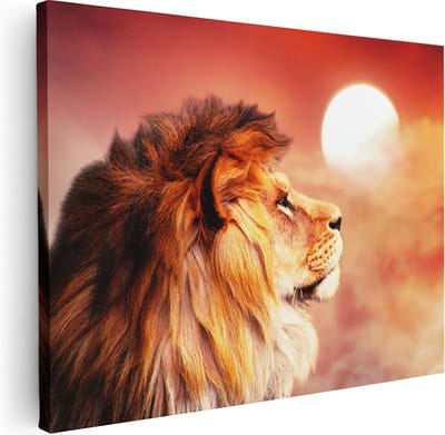 Artaza Canvas Schilderij Leeuwenkop - 40x30 cm - Klein - Wanddecoratie Dierenkop - Muurdecoratie Woonkamer - Kamer Accessoires