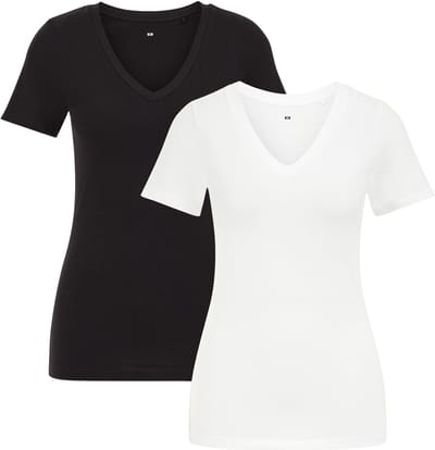 WE Fashion Dames T-shirt met V-hals, 2-pack