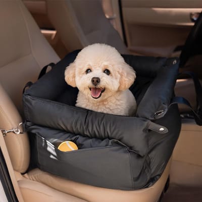 Daity Een reistas voor huisdieren in de auto, draagbare dierenvervoerder, hondenbench voor in de auto, afneembaar en wasbaar, geschikt voor huisdieren met een gewicht tot 15 kg, afmetingen 50*45*40 cm (zwart).