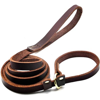 Platte Echt Lederen Slip Hondenhalsband Duurzame Handgestikte Lederen Hondenhalsband Lijn Lederen Huisdier Slipketting Voor Training & Wandelen