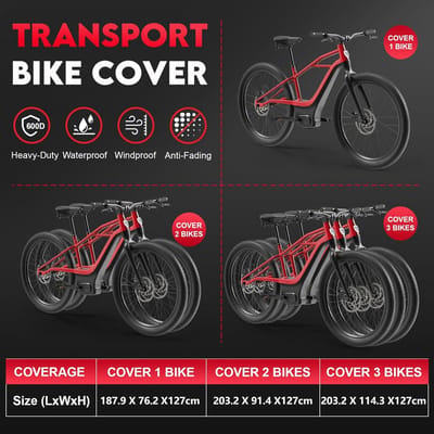 Thijox - Fietshoes voor 2 Fietsen - Waterdichte 600D Oxford Fietsen Afdekking met UV-bescherming - Scheur- en Zonbestendig Fietszak voor Buiten - Idea