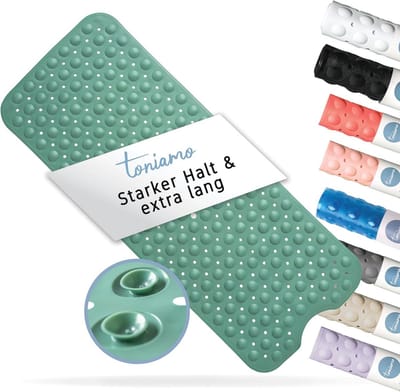 Antislip Badmat - Extra Lange Badmat voor Badkuip - 100 x 40 cm - Antibacterieel en Machinewasbaar - Groene Badmat