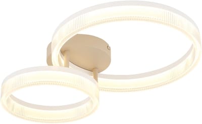 LED plafondlamp ringen zandkleurig design lamp eetkamerlamp woonkamerlamp, metaal, 24W 1800Lm warm wit, LxBxH 50x33x12,3 cm
