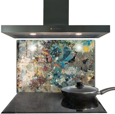 Tulup Achterwand Keuken - Olieverftextuur Spatplaat Keuken - 80 x 60 cm - Groente Glazen Achterwand Keuken - Texturen en Patronen Keuken Achterwand - Kookplaatachterwanden - Kookplaat achterwand