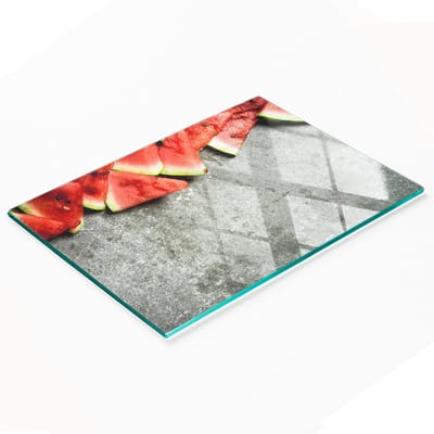 Keuken serveerplank van gehard glas met watermeloenmotief, 80x52 cm