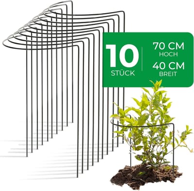 10 struiksteunen metaal halfrond 40 cm Ø70 cm hoog groene vaste plantenhouder bloemenhouder klimplant plantensteun bloemensteun vaste plantensteun klimhulp struikhouder rozensteun