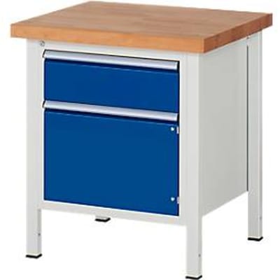 Werkbank serie 8152, vast, in hoogte verstelbaar, schuiflade, B 750 x D 700 x H 840-1040 mm