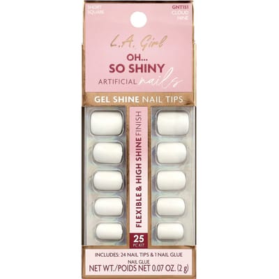 LA. Meisje, Oh Zo Glanzende Kunstnagels, Gelglans Nagelpunten, GNT151 Cloud Nine, 25-delige Kit white