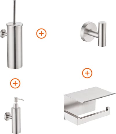 Toilet accessoires set Rvs design met zeepdispenser