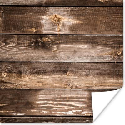 Poster Planken - Hout - Donker - 100x100 cm XXL