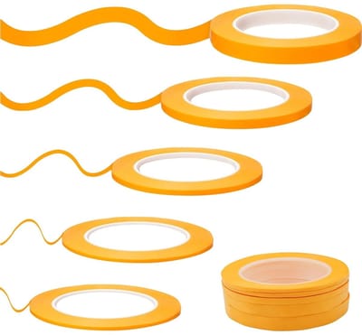 SnelShoppen - 5 Rollen Verf Tape Zelfklevend Fineline Tape 3/5/10/12mm x 50m Oranje Plakband voor Auto Verfwerk, Decoratie en Creatieve Projecten