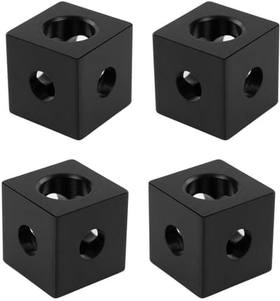 Allecto - 3-weg hoekkubussen - Aluminium hoekverbindingen - Zwart - V-slot extrusieprofiel - 20 x 20 x 20 mm - Geschikt voor 2020 serie