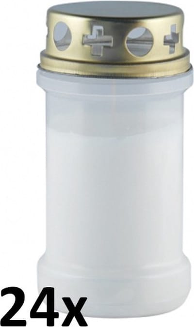 24 stuks graflicht wit transparant met regen deksel nr. 3 130/65 (48 uur)