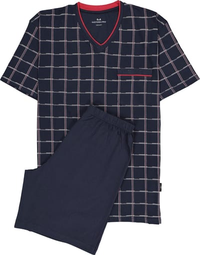 Gotzburg heren shortama - blauw met rood en wit geruit
