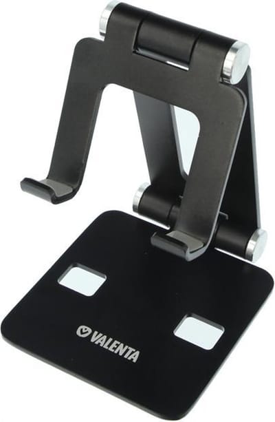 Valenta Aluminum Foldable Telefoon Standaard - Zwart - Telefoonhouder