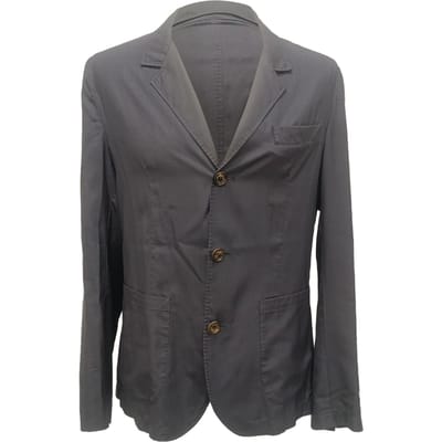 Brunello Cucinelli Effen Colbert met Zakken in Grijs Wol