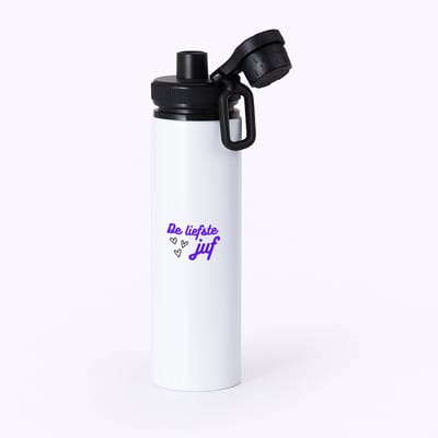 Hacebo® - de liefste juf waterfles met draaidop zwart - Juf - voor de liefste juf - juf - verjaardagscadeau - verjaardag - cadeau - afscheidscadeau - geschenk - leuke cadeau - kado - gift - juffendag - water fles - 850ML