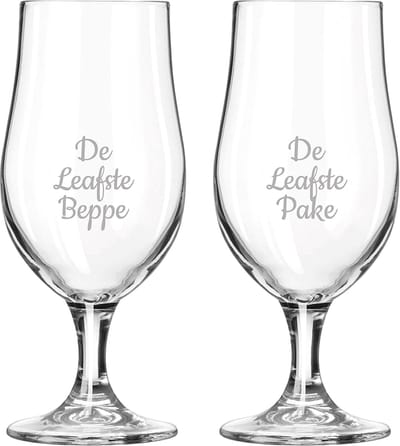 Gegraveerde bierglas op voet 49cl De Leafste Pake-De Leafste Beppe