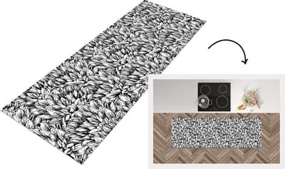Keukenloper - Loper keuken - Bloemen - Zentangle - Patronen - 150x50 cm - Keukenloper vinyl