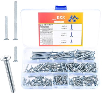 Set van 330 apparaat schroeven voor schakelkasten, inbusschroeven, verzonken kop, machine schroeven voor reparatie van onstabiele onderdelen, diameters 3.2 x 15 mm, 3.2 x 25 mm, 3.2 x 40 mm, geschikt voor elektronica en klussen