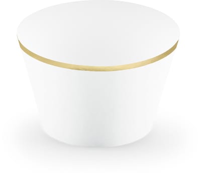PARTYDECO - 6 witte en gouden papieren cupcake wikkels voor bruiloft