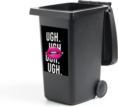 Container sticker Kinderen - Spreuken - Mond - Quotes - Ugh. Ugh. Ugh. Ugh - Roze - 40x60 cm - Kliko sticker