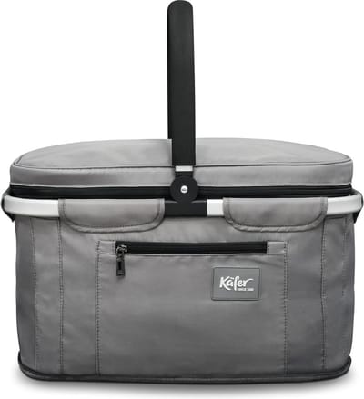 Käfer Boodschappentas - Grijs/Zwart - Inklapbaar - 35 Liter - 15 KG Draagvermogen