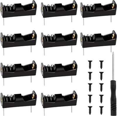 Batterijhouders 10 Stuks - Houderdoos Veerclip - 12V Batterijen - Met Schroef Pin - 36x13x12mm - Zwart
