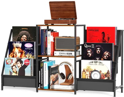 Vedder House - Platenkast - Muziektafel - Platenkastje - Kastje voor LP’s - 3-Laags - Draaitafelstandaard - Vinyl platenhouder