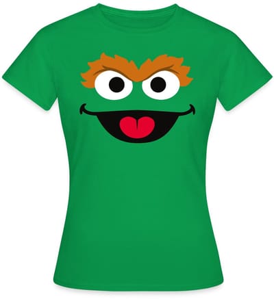 Sesamstraat Oscar Gezicht Kostuum T-Shirt Dames