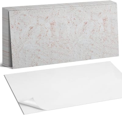 Coloray Plaktegels - Natuursteenpatroon Zelfklevende Wandtegels - 40 cm x 20 cm - Romig Plaktegels - 10 stuks - Rechthoek PVC Tegels - Plaktegels Badkamer - Vloertegels Zelfklevend - Vinyl Tegels - Portugese Tegels