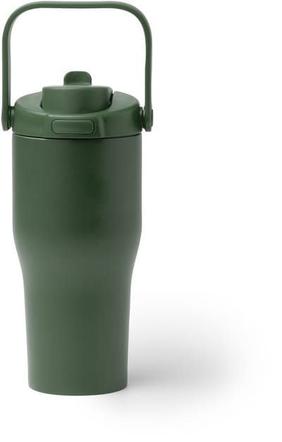Dubbelwandige RVS Thermosfles / beker met handgreep 550 ml kleur Groen Geschikt voor laser techniek