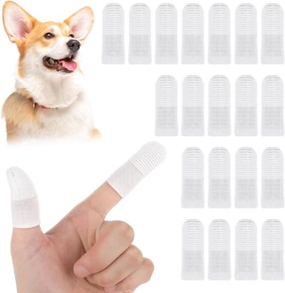 Dailygoods - Dailygoody - Hondentandenborstelset - Vingertandenborstel - 360 Graden Reiniging - Wit - Huisdiertandenborstel - Comfortabel voor Honden en Katten