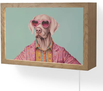 Wandlamp 30x20 cm - Oplaadbaar - Hond - Overhemd - Bloemen - Bril - Wandlampen binnen woonkamer - Slaapkamer lamp met kabel - Decoratieve nachtlamp - Vloerlamp snoer