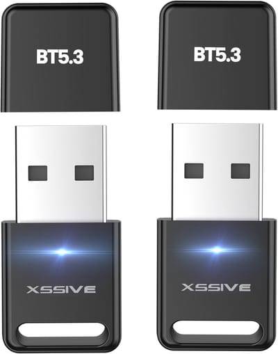 Xssive BTR02 Bluetooth 5.3 Transmitter & Receiver - 2 Stuks - USB Bluetooth Adapter voor Audio, Bluetooth, Draadloze Muis, Toetsenbord, PC etc.,
