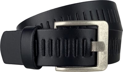 Geperforeerde Riem voor Dames en Heren - Breedte 4 cm - Echt Leer - Zwart - Totale lengte 105 (Taille maat 85 cm) - Arrigo