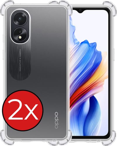 Hoesje - 2 Stuks - Geschikt voor OPPO A18 - Sterk & Shockproof - Back Cover - Siliconen Case - Telefoon Hoes Shock Proof - Telefoonhoes - Transparant