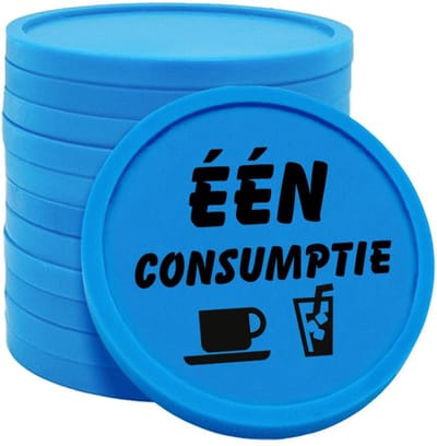 CombiCraft Consumptiemunten één consumptie Ø29mm blauw - enkelzijdig bedrukt - 100 stuks