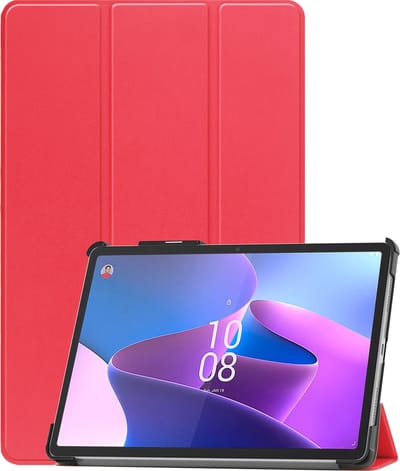 Hoesje - Geschikt voor Lenovo Tab P11 Pro - Dun & Stevig - Trifold Bookcase Hoes - Hard Cover Case - Met Uitsparing Geschikt voor Lenovo Pen - Hardcover Book - Tablethoes - Rood