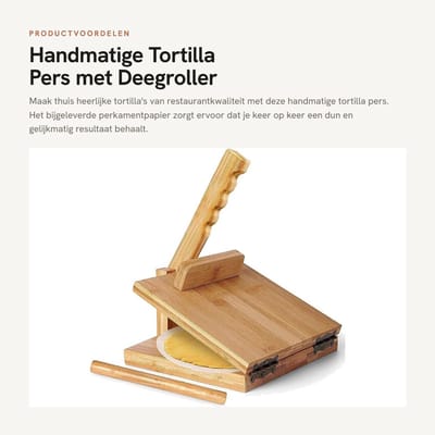 Dailygoods- Tortilla Pers 10 Inch - Multifunctionele Deegpers - Inclusief 50 Vellen Perkamentpapier - Voor Dunne Tortilla's - Ideaal voor Pizzadeeg en Naan - Handmatige Persmachine