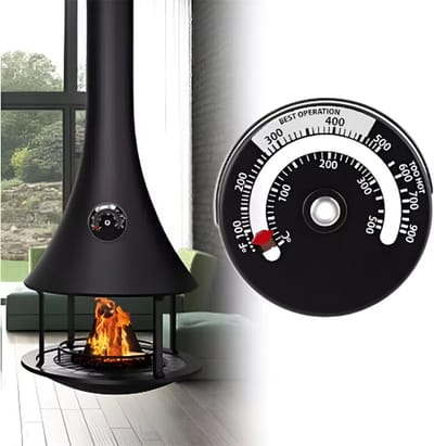 Scoby - Kachel-Pijp Thermometer - Nauwkeurige Temperatuurmeting - Kachel Accessoire - Stove Pipe Thermometer - Zwart