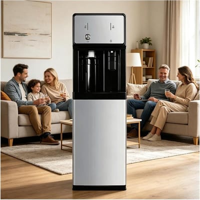 Vrijstaande Waterkoeler - Dispenser Warmwater - Direct Water Tappen - Directe Wateraansluiting - 105 x 31 x 31 cm - Zilver