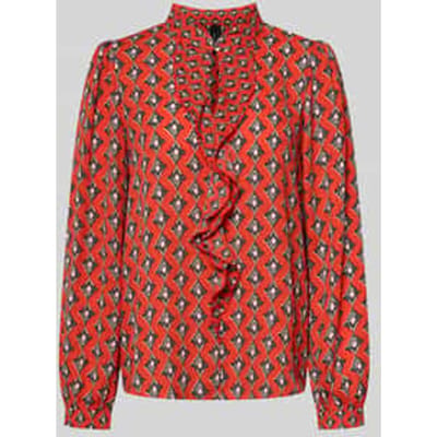 Regular fit blouse in all-over look met volants