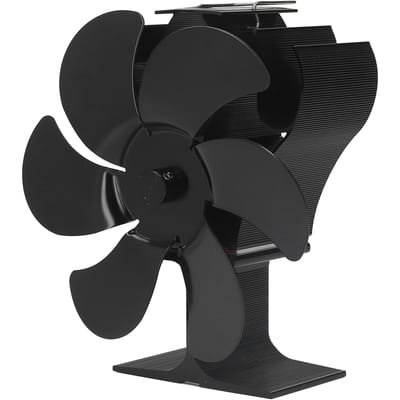 6 Bladen Warmte Aangedreven Kachelventilator Hoge Temperatuurbestendigheid Zelfstartend Houtkachel Open Haard Ventilator Zwart black